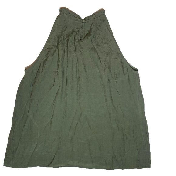 NANETTE LEPORE Blouse Smocked Sleeveless Halter High Neck Top Womens S Green - Picture 4 of 10